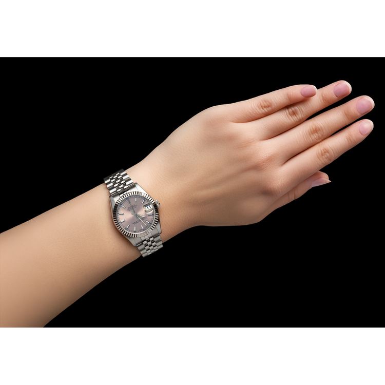 Cadran Bâton rose Rolex Datejust 31 mm Montre Bracelet Jubilé Taille Moyenne P8