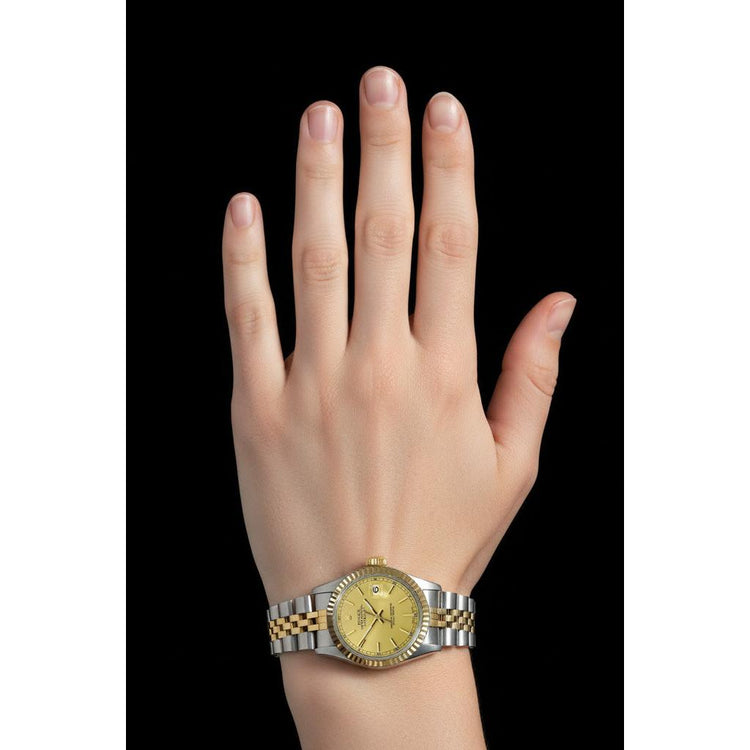 Cadran bâton de champagne Datejust Dames Rolex acier inoxydable & Rôle Jubilé d'Or P2