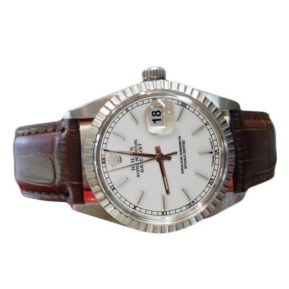 Rolex montre homme bracelet en cuir