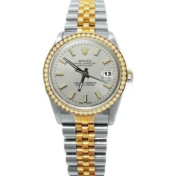 Cadran blanc et lunette en diamant Datejust Rolex