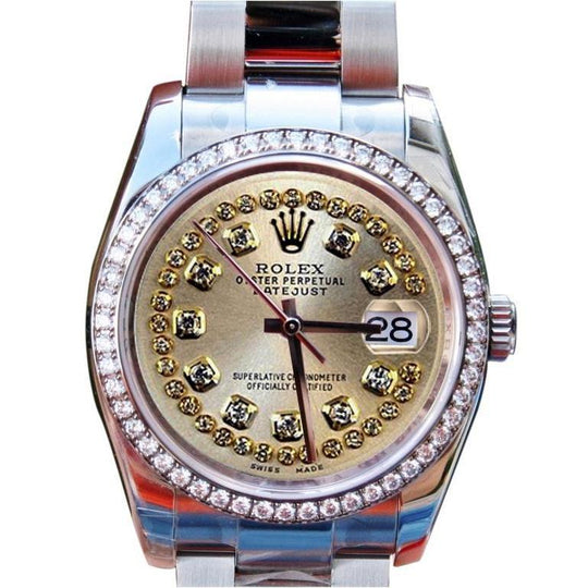 Cadran de lunette en diamant Montre Rolex pour homme et femme acier inoxydable Chaîne Cadran en diamant à réglage rapide