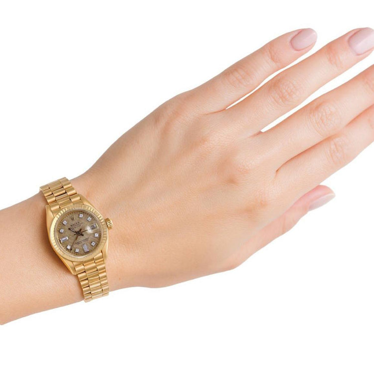 Cadran diamanté Montre présidentielle Rolex en or Cadran brossé champagne