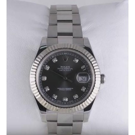 Cadran diamant lunette cannelée montre homme
