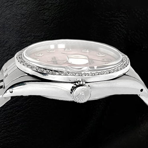 Cadran diamant rose Montre Rolex Datejust huître Perpétuelle Lunette Diamant réglage rapide