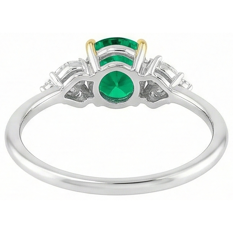 Émeraude Bague Pierre de Couleur 2-carats Or 14K Bicolore – vue de dessus
