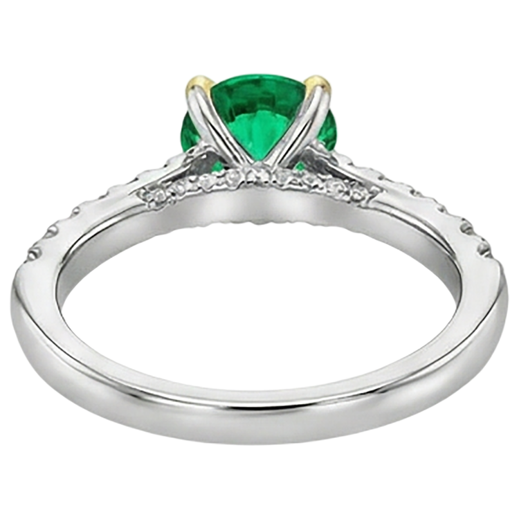 Émeraude Colombienne Bague Pierre Précieuse 2-carats Or Deux Tons 14 Carats – vue de dessus