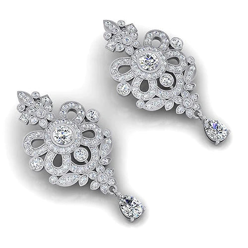 Célébrité Boucles d'Oreilles De Réel Diamant Lustre