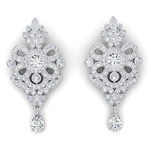 Célébrité Boucles d'Oreilles De Réel Diamant Lustre