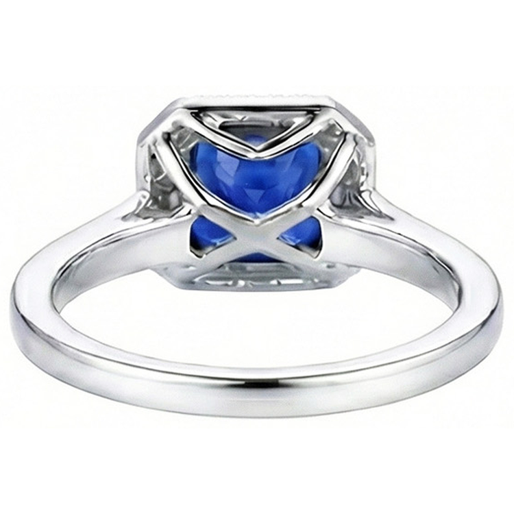 naturel asscher diamant 4carats bague vue de profil