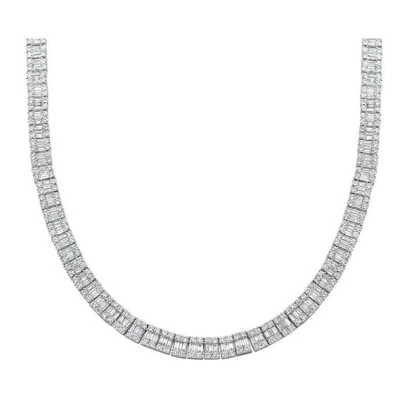 Chaîne De Réel Diamants Baguette en Or 14K