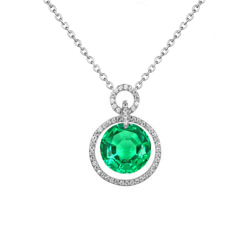 Émeraude Pendentif Gemme 1 carats Or 14K Blanc – vue principale