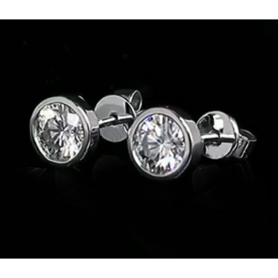 Clous D'Oreilles Réel Diamants Ronds Solitaire Serti Clos 1 Carat Joaillerie Fine