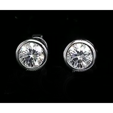Clous D'Oreilles Réel Diamants Ronds Solitaire Serti Clos 1 Carat Joaillerie Fine