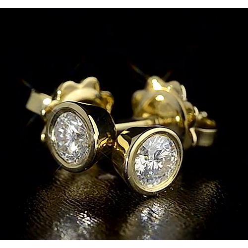 Clous d'Oreilles Naturel Diamant Or Jaune 14K Rond G Vs1
