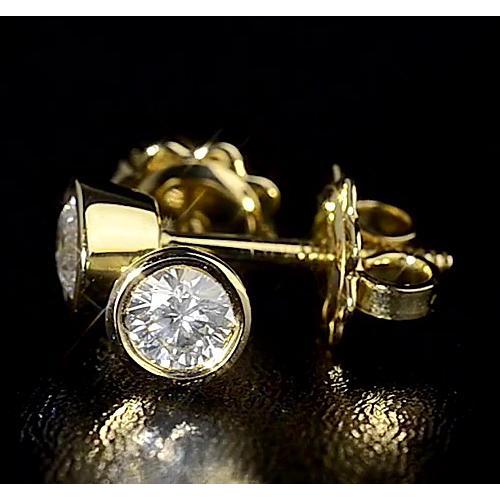 Clous d'Oreilles Naturel Diamant Or Jaune 14K Rond 1.50 Carats