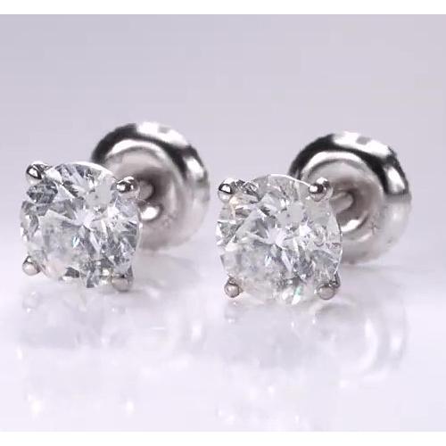 Clous d'oreilles en Naturel diamant rond de