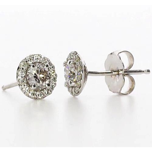 Clous d'oreilles halo de Réel diamants