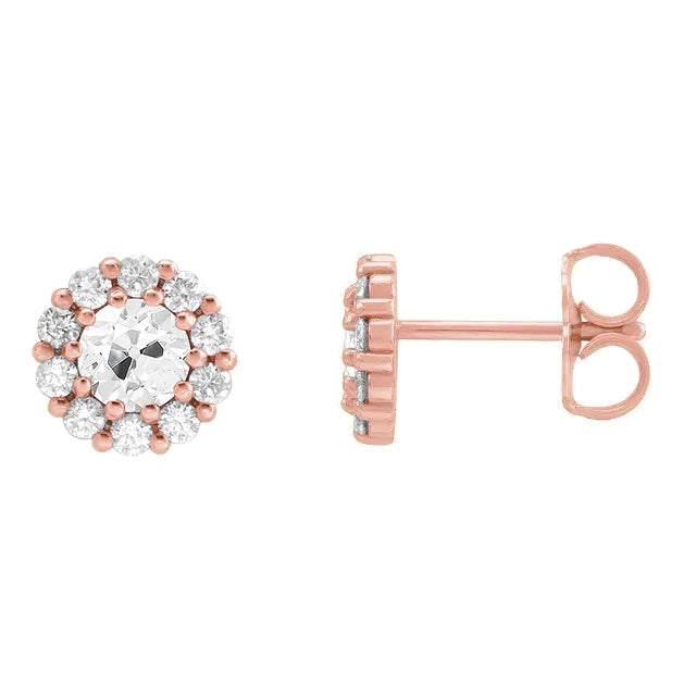 Pendants d'Oreilles Or 14K Rose avec Diamant – vue de face