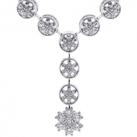 Collier Avec Chaîne F Vvs1 3,00 Carats en Authentique Diamants Taille Ronde Or Blanc