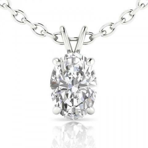 Collier Avec Pendentif Véritable Diamant Taille Ovale Étincelant De 5 Ct