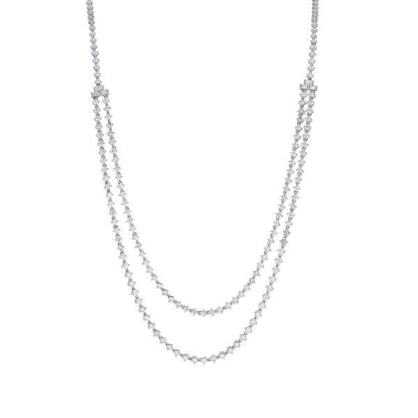 Collier Chaîne Femme Réel Diamants Taille Brillante De 5,50 Carats Or Blanc 14K