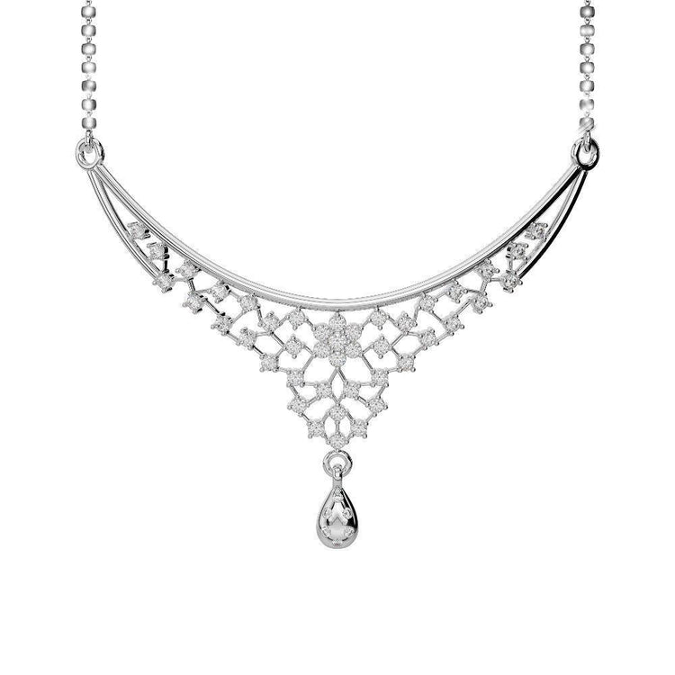 Collier Chaîne Femme Taille Ronde 2,50 Carats De Naturel Diamants Or Blanc 14K