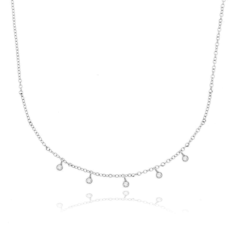 Collier Chaîne en Naturel Diamant Rond Femme Or Blanc 14K Bijoux 1 Carat