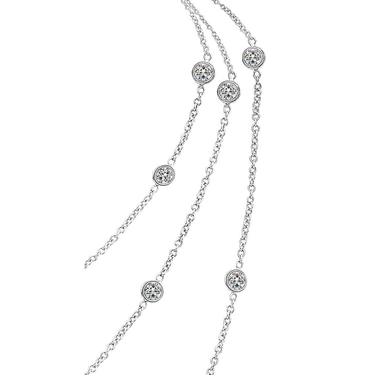 Collier De Réel Diamants Superposés à 3 Rangs