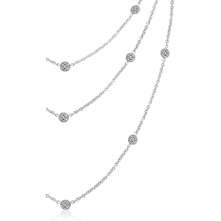 Collier De Réel Diamants Superposés à 3 Rangs