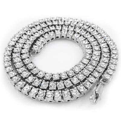 Collier De Tennis En Rang De Véritable Diamants Ronds 14 Ct En Or Blanc De 71 Cm 14K