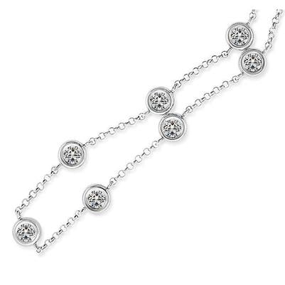 Collier De Véritable Diamants De 7 Carats Pour Dames Chaîne De 46 Cm Pouces Or Blanc 14K