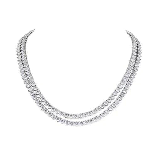 Collier De Véritable Diamants Elégant à 2 Rangs