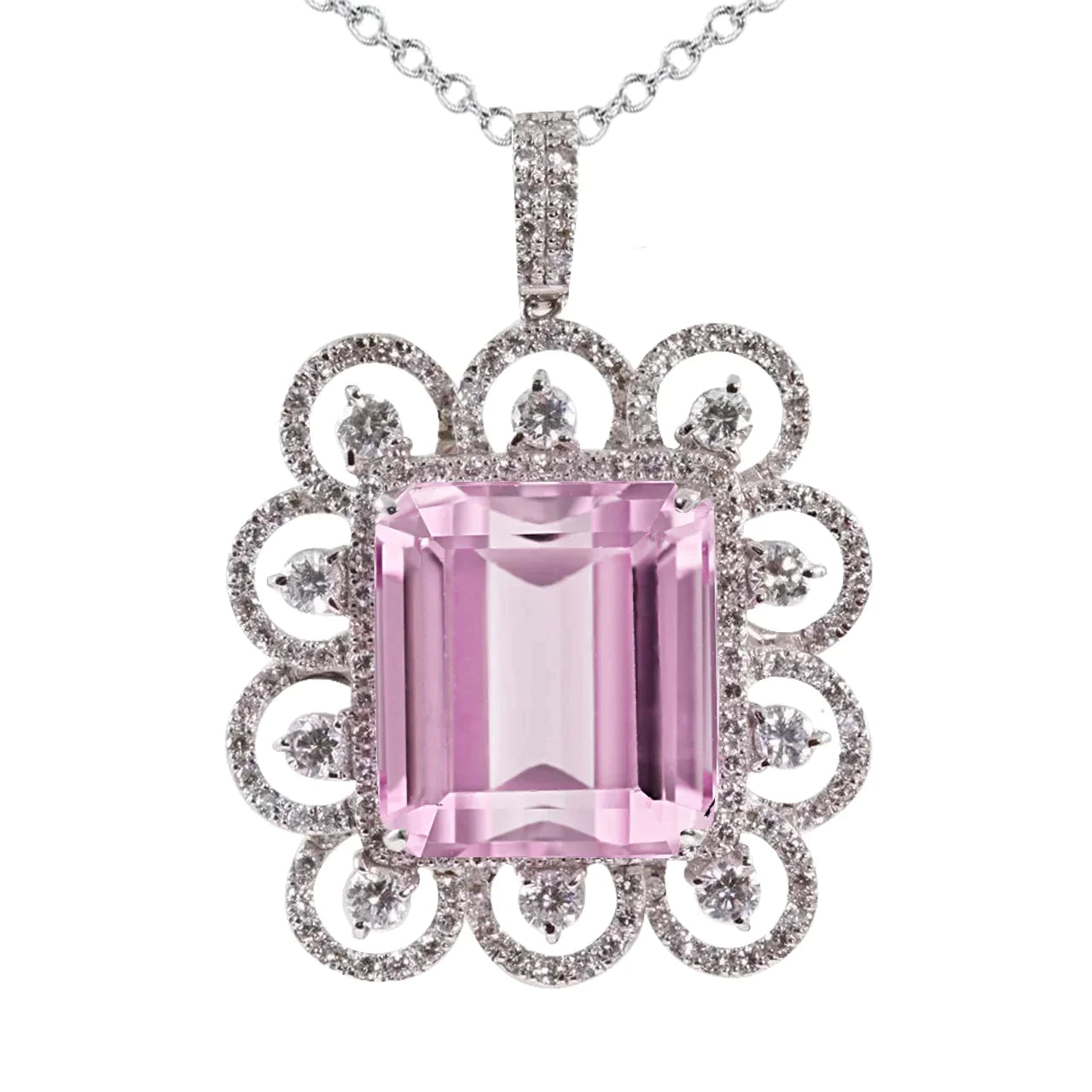 Collier En Cristal Kunzite Taille émeraude