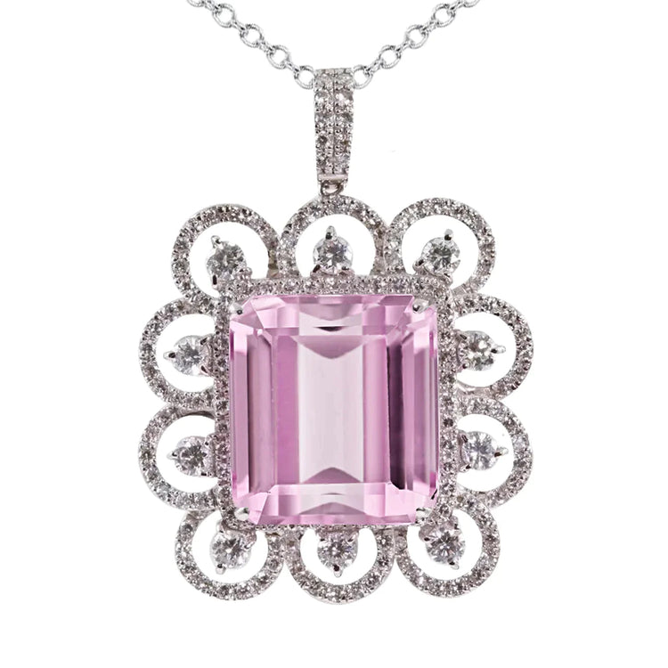 Collier En Cristal Kunzite Taille émeraude