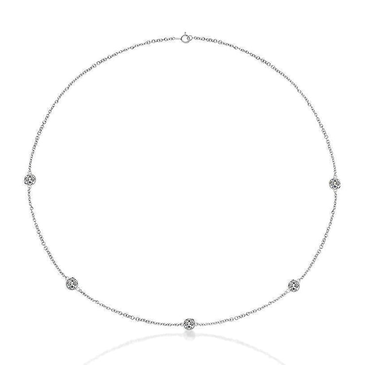 Collier En Or Avec Naturel Diamants Ronds Au Mètre