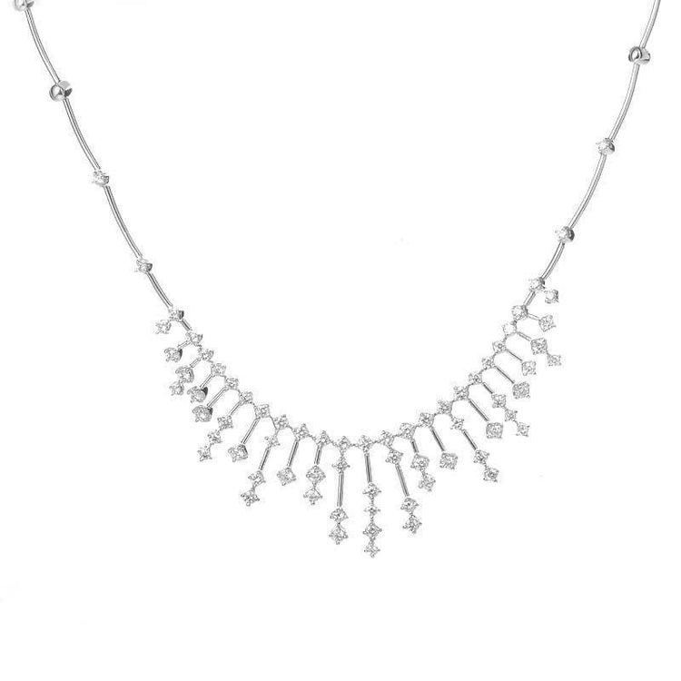 Collier En Or Blanc 14K Pour Femme Avec Véritable Diamants Ronds De 7 Carats Taillés En Brillant