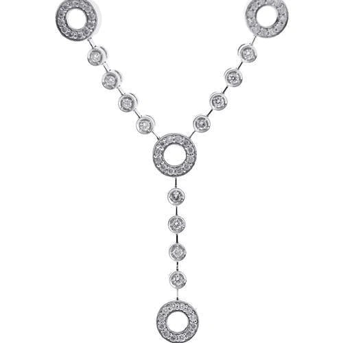 Collier Femme 2.50 Ct Taille Ronde Petits Naturel Diamants Or Blanc 14K