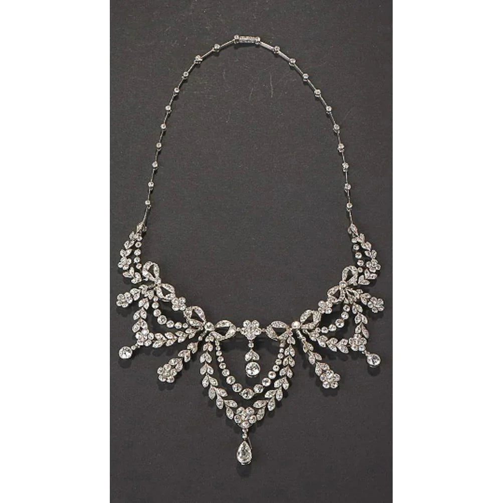 Collier Femme Avec Chaîne 39 Carats en Réel Diamants Scintillants Or Blanc 14K