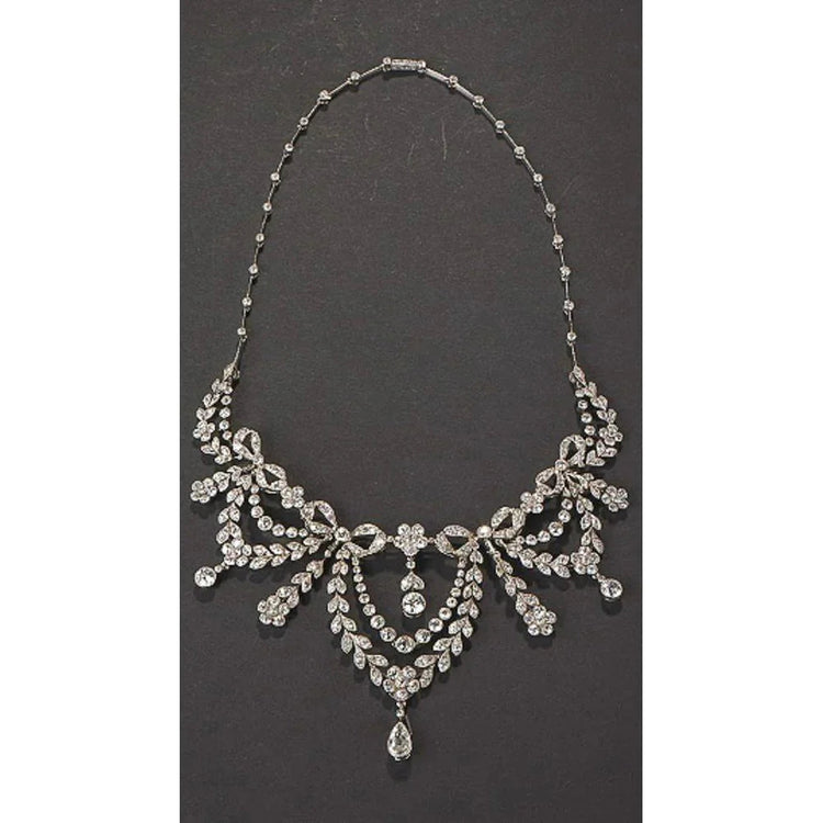 Collier Femme Avec Chaîne 39 Carats en Réel Diamants Scintillants Or Blanc 14K