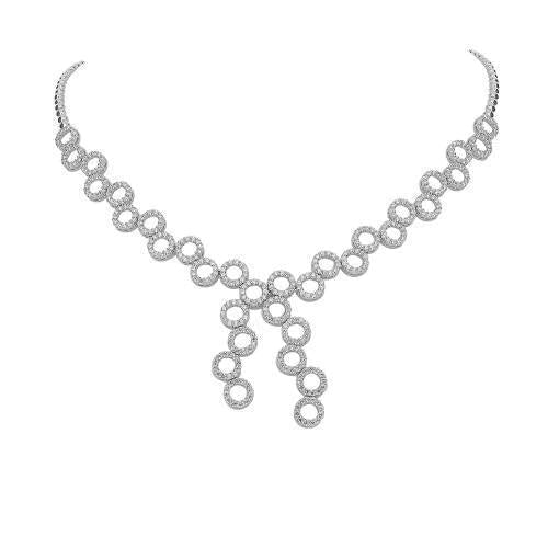 Collier Femme Naturel Diamants Taille Brillant De 13 Ct En Or Blanc 14K