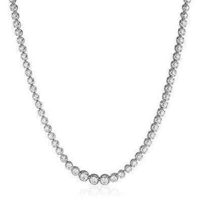 Collier Femme Or Blanc 14K 10.00 Ct Véritable Diamants Scintillants Taille Ronde