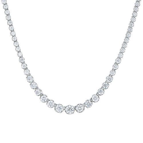 Collier Femme Or Blanc 14K Naturel Diamants Ronds Scintillants 15.00 Ct