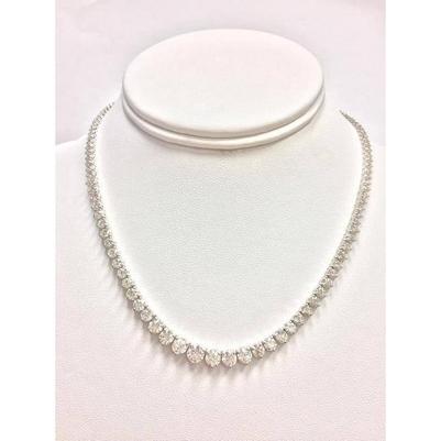Collier Femme Or Blanc F Vvs1 Rond 12.00 Carats Naturel Diamants