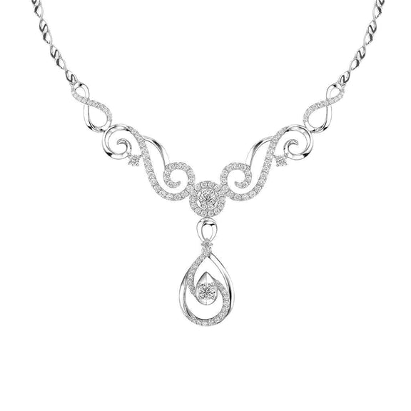 Collier Femme Rond Taille Brillant 5 Ct Réel Diamants Or Blanc 14K