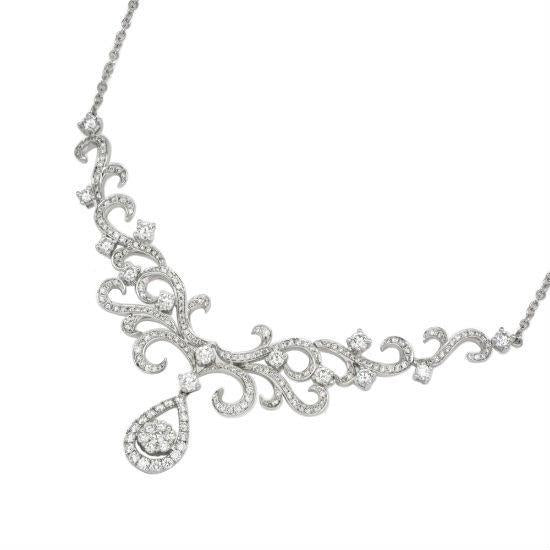 Collier Femme Rond Taille Brillant 8 Carats Naturel Diamants Or Blanc