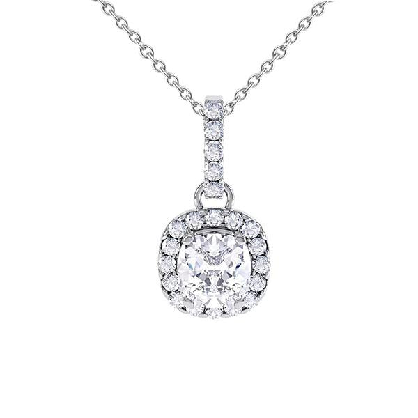 Collier Pendentif Avec Chaîne 2.60 Carats Réel Diamants Or Blanc 14K