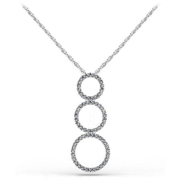 Collier Pendentif Cercle Triple Réel Diamants Ronds De 8 Carats En Or Blanc 14K