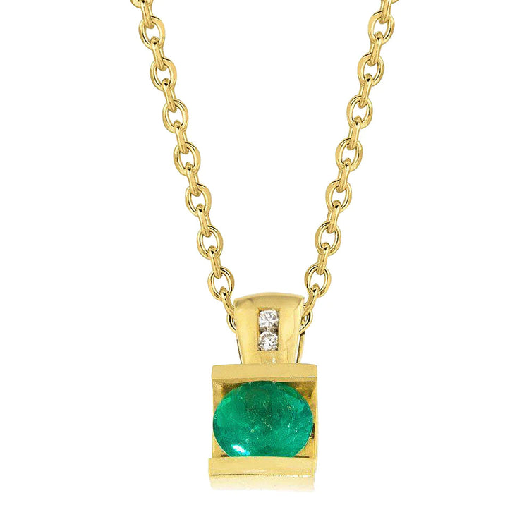 Collier Pendentif Diamants & Emeraude Vert Gemmes 5.10 Carats