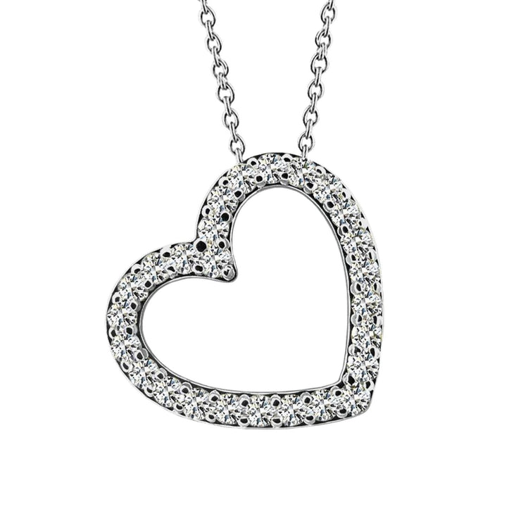 Collier Pendentif En Forme De Coeur 5.20 Ct Réel Diamants Taille Ronde Or Blanc