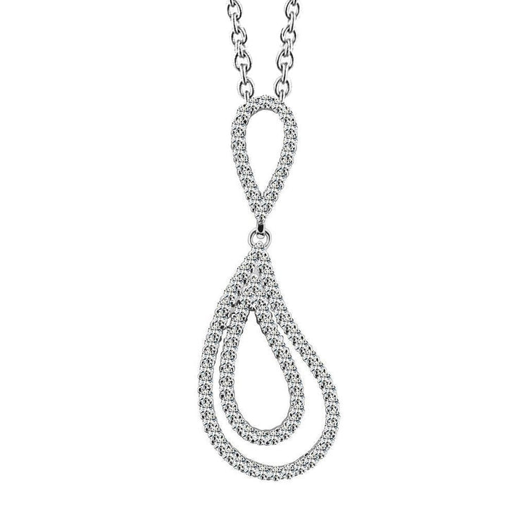 Collier Pendentif En Forme De Larme Ondulée Avec Véritable Diamants Ronds Magnifiques De 14 Ct